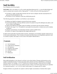 Soil fertility refers to the ability of a soil to sustain agricultural plant