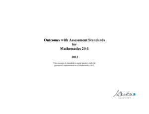 Outcomes with Assessment Standards for Mathematics 20-1