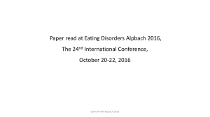 Paper read at Eating Disorders Alpbach 2016, The 24nd