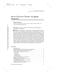 SOCIAL COGNITIVE THEORY: An Agentic Perspective