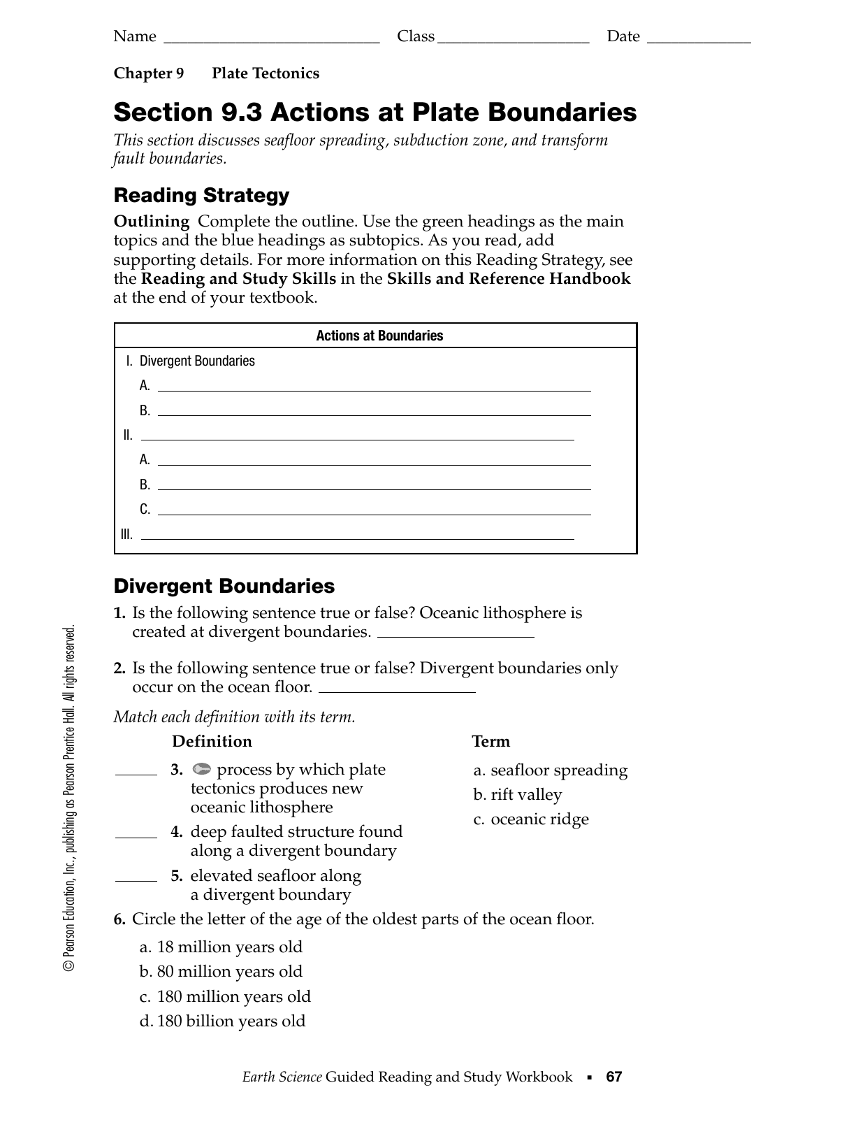 Section 9 3 Actions At Plate Boundaries