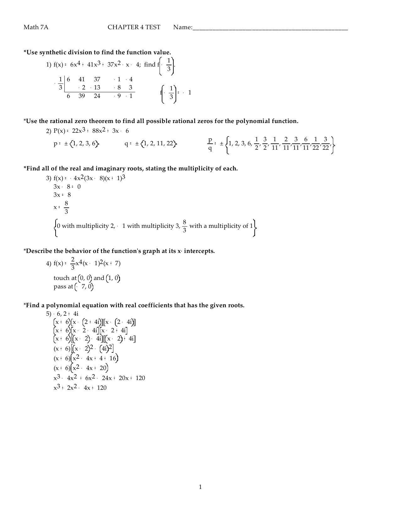 Use Synthetic Division To Find The Function Value