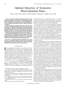 Optimal Detection of Symmetric Mixed Quantum States