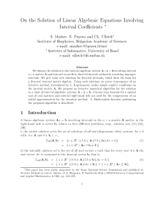 On the Solution of Linear Algebraic Equations Involving Interval Coe