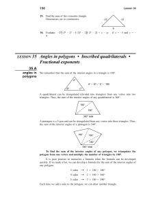LESSON 35 Angles in polygons • Inscribed quadrilaterals