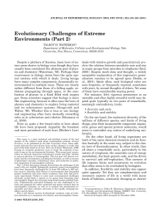 Evolutionary Challenges of Extreme Environments (Part 2)