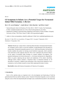 GI Symptoms in Infants Are a Potential Target for Fermented Infant