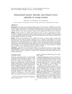 Generalized anxiety disorder and clinical worry episodes in young