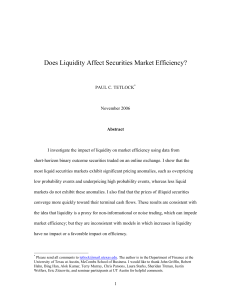 Does Liquidity Affect Securities Market Efficiency?