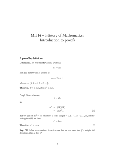 MI314 – History of Mathematics: Introduction to proofs