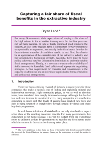 Capturing a fair share of fiscal benefits in the extractive industry
