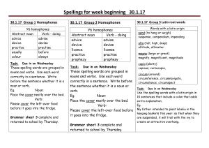 Spellings for week beginning 29.6.15