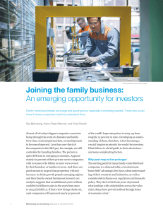 Joining the family business: An emerging opportunity for investors