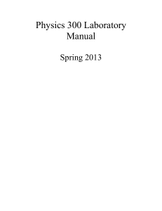 Physics 300 Laboratory Manual