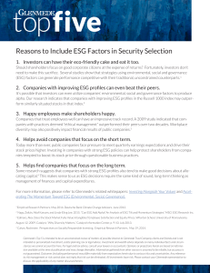 Reasons to Include ESG Factors in Security Selection