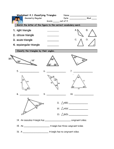 Worksheet 4.1 Classifying Triangles