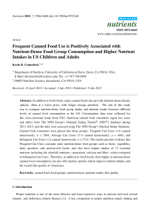 Frequent Canned Food Use is Positively Associated with Nutrient