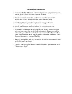 Speciation Focus Questions 1. Summarize the key differences