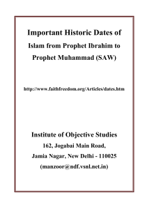 Important Historic Dates of Islam from Prophet Ibrahim to Prophet