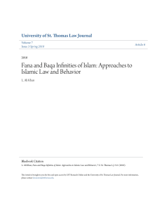 Fana and Baqa Infinities of Islam: Approaches to Islamic Law and