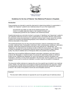 Guidelines for Use of Patients` Own Medicinal Products in Hospitals