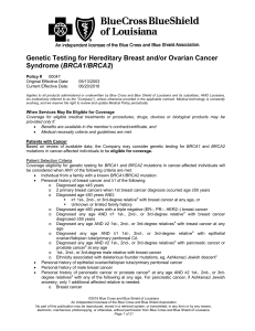 Genetic Testing for Hereditary Breast and/or Ovarian Cancer