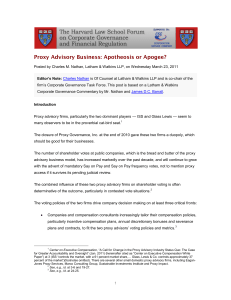 Proxy Advisory Business: Apotheosis or Apogee?