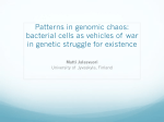 Patterns in genomic chaos: bacterial cells as vehicles of war in