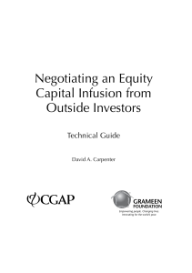 Negotiating an Equity Capital Infusion from Outside Investors