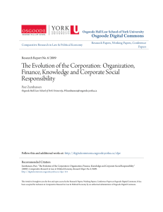 The Evolution of the Corporation: Organization, Finance, Knowledge
