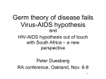 Germ theory of disease fails Virus-AIDS hypothesis