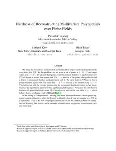 Hardness of Reconstructing Multivariate Polynomials over Finite Fields