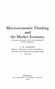 Macro-economic Thinking and the Market Economy