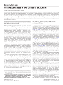 Recent Advances in the Genetics of Autism