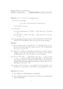 Metric Spaces and Topology M2PM5 - Spring 2011 Solutions Sheet