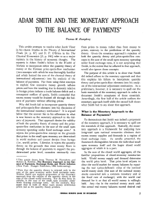 Adam Smith and the Monetary Approach to the Balance of Payments