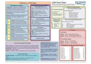 CCNA Cheat Sheet Internetworking Essentials