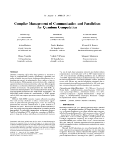 Compiler Management of Communication and Parallelism for