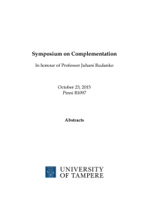 Symposium on Complementation
