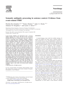 Semantic ambiguity processing in sentence context: Evidence from