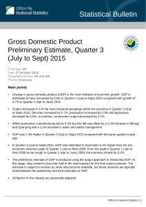 Gross Domestic Product Preliminary Estimate, Quarter 3 (July to Sept)