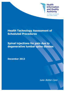 Health Technology Assessment of Scheduled Procedures Spinal