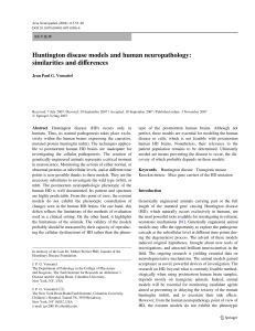Huntington disease models and human neuropathology: similarities