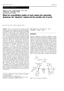 Metal ion reconstitution studies of yeast copper