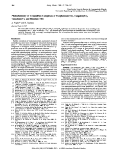 Photochemistry of tetrasulfido complexes of molybdenum (VI