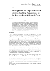Lubanga and its Implications for Victims Seeking Reparations at the