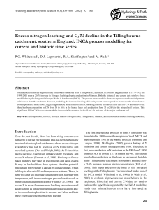 Excess nitrogen leaching and C/N decline in the Tillingbourne