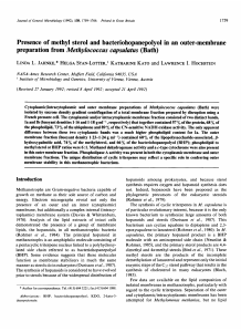 Presence of methyl sterol and bacteriohopanepolyol