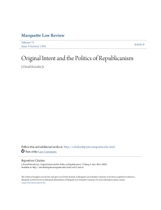 Original Intent and the Politics of Republicanism