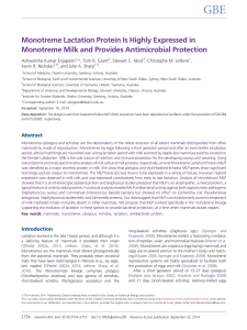 Monotreme Lactation Protein Is Highly Expressed